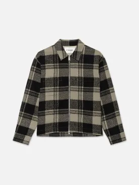 Spring Plaid Zip Shirt Jacket -- Smoke Beige/Noir