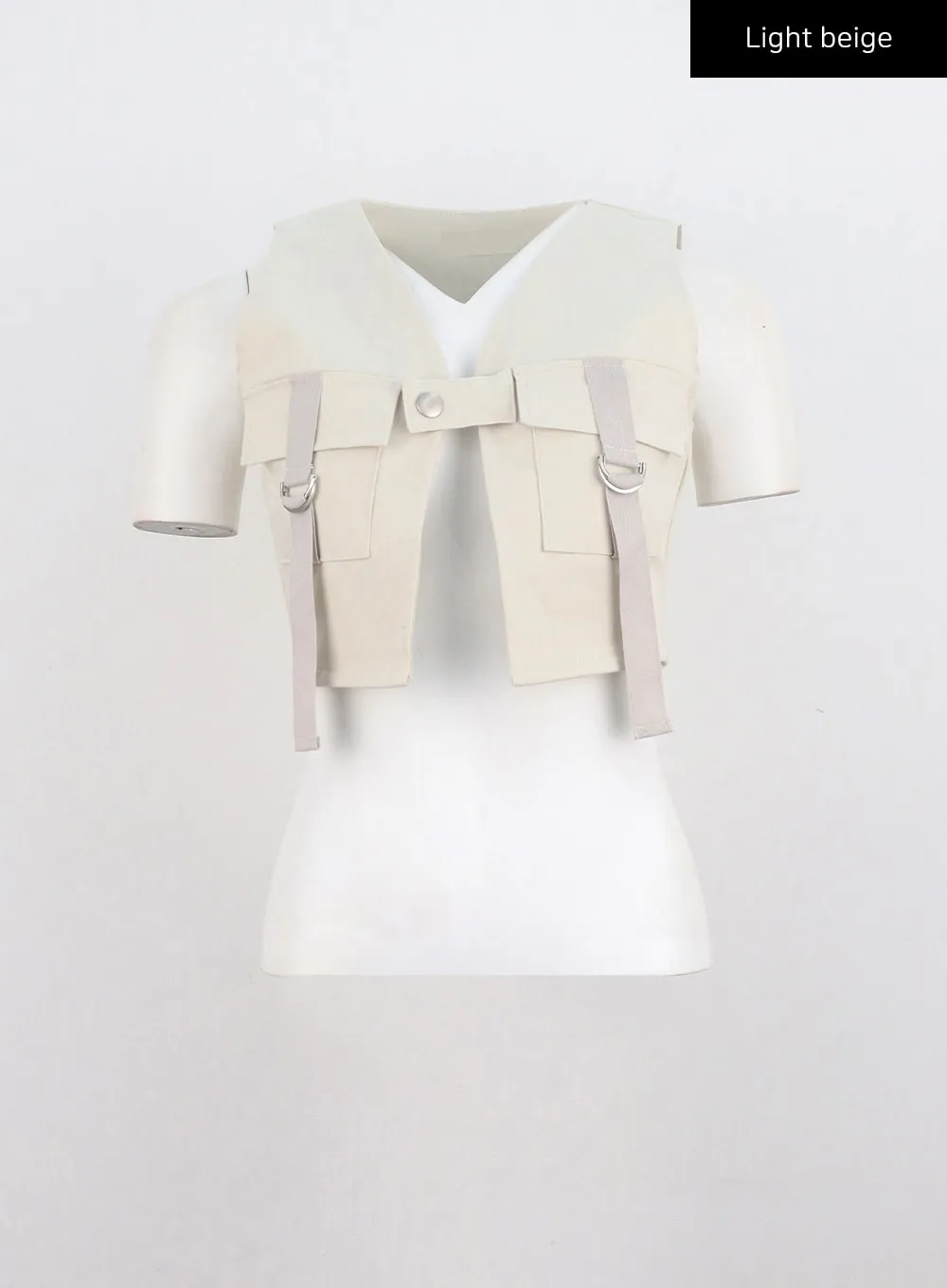 Strap Pocketed Crop Vest CO327