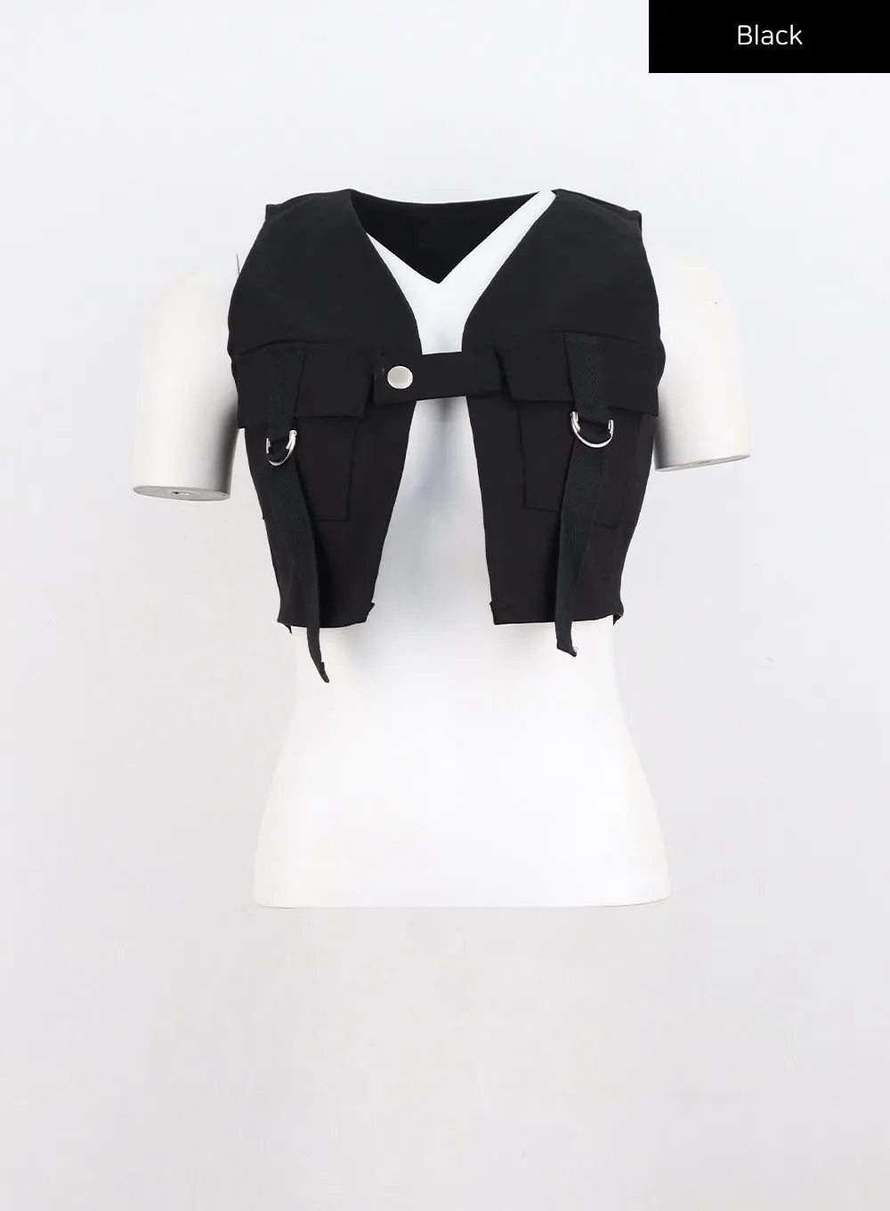 Strap Pocketed Crop Vest CO327
