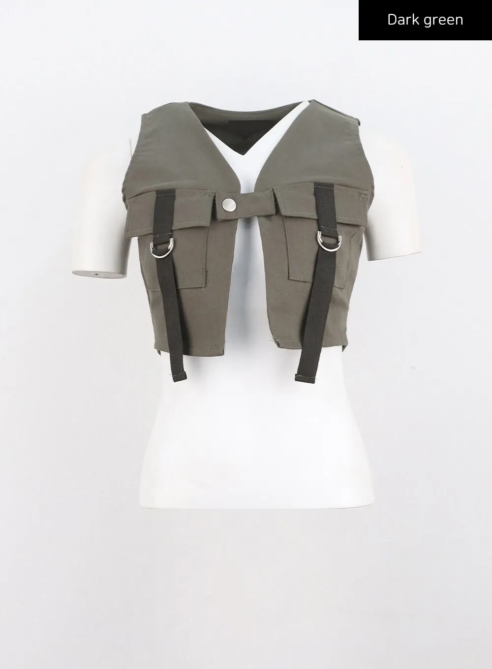 Strap Pocketed Crop Vest CO327