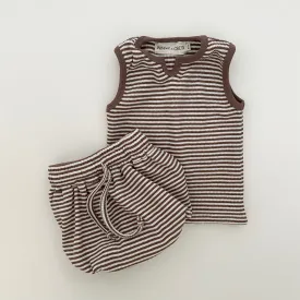 Tatum Sleeveless Set in Brown with Bloomers