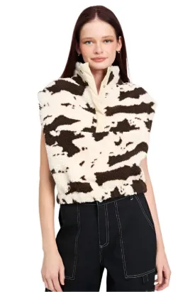 TEEK - BROWN COW PRINT ZIPPED VEST