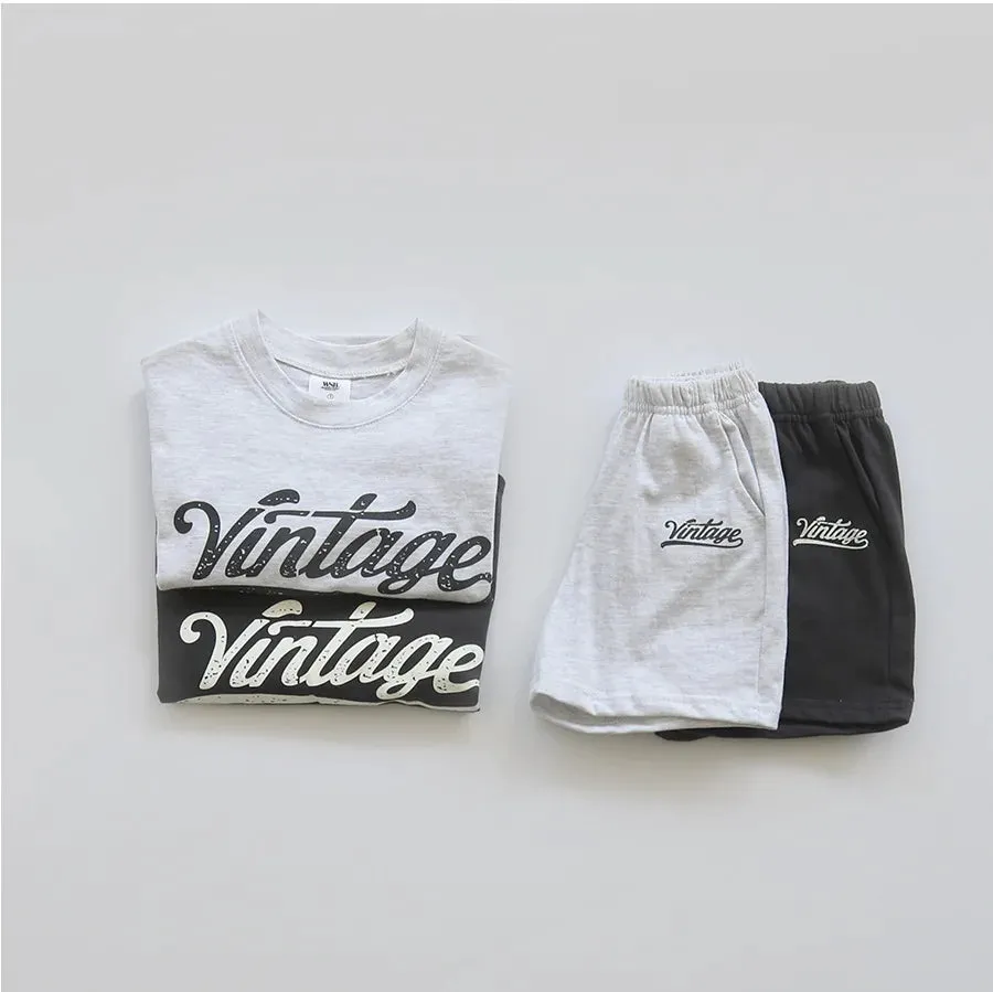 Vintage Unisex Baby T-shirt & Shorts Set