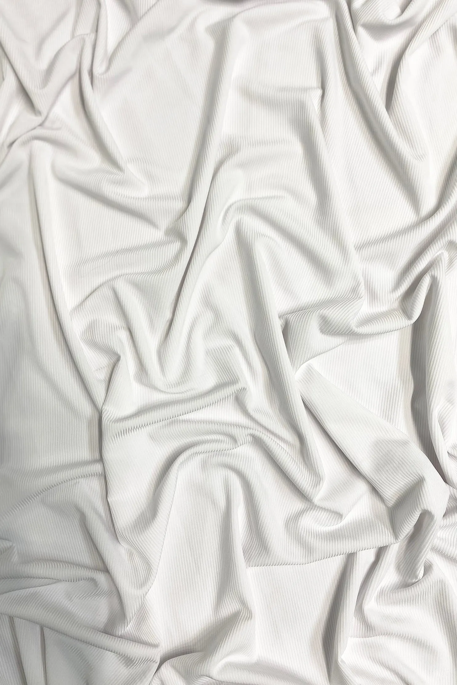 White Ribbed Stretch Jersey