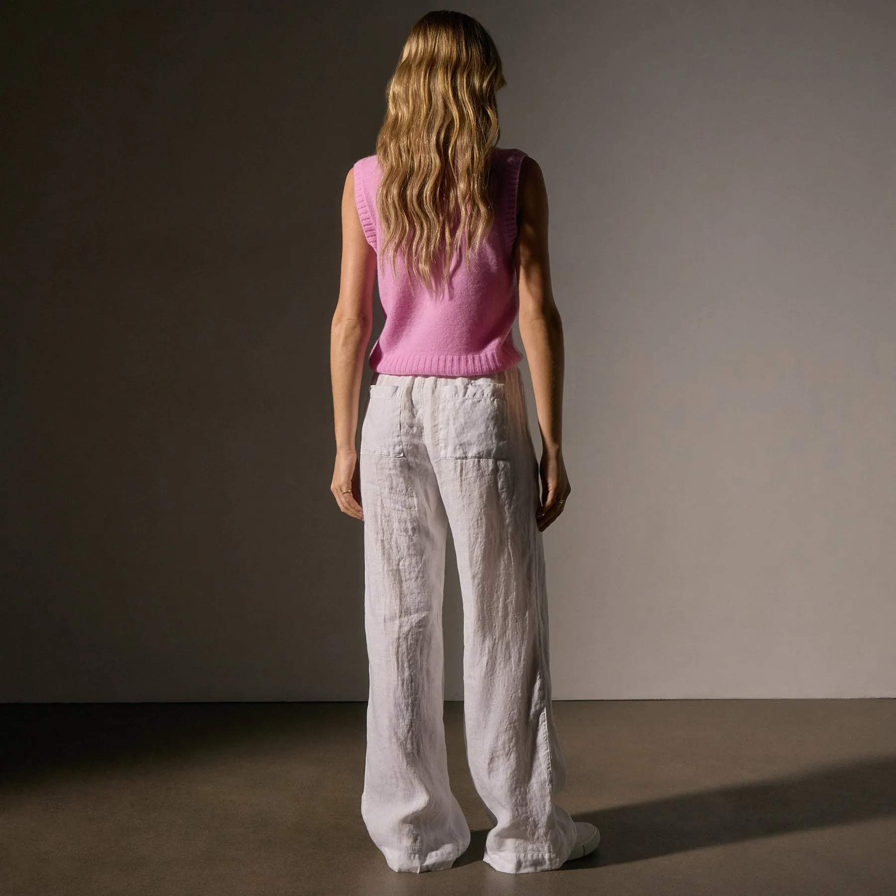 Wide Leg Relaxed Linen Pant - White