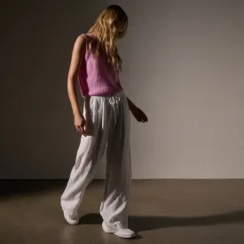 Wide Leg Relaxed Linen Pant - White