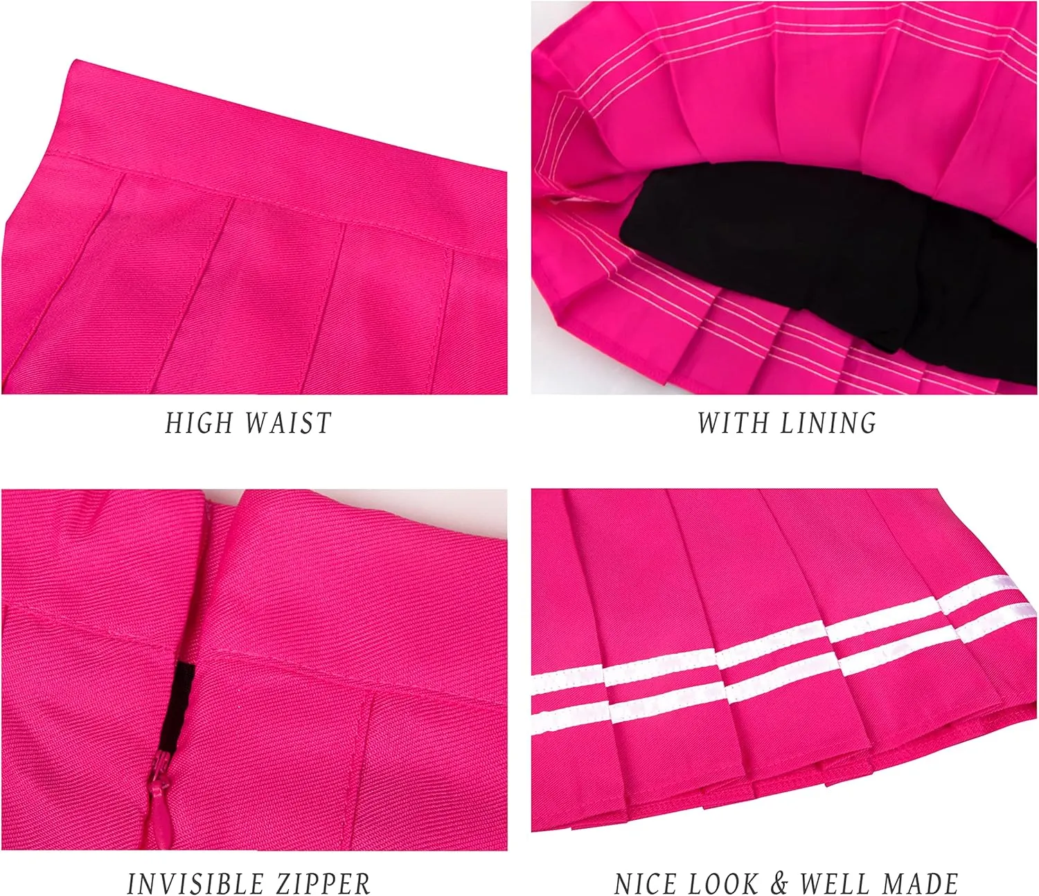 Women Girls High Waist Pleated Mini Skirt with Lining Shorts