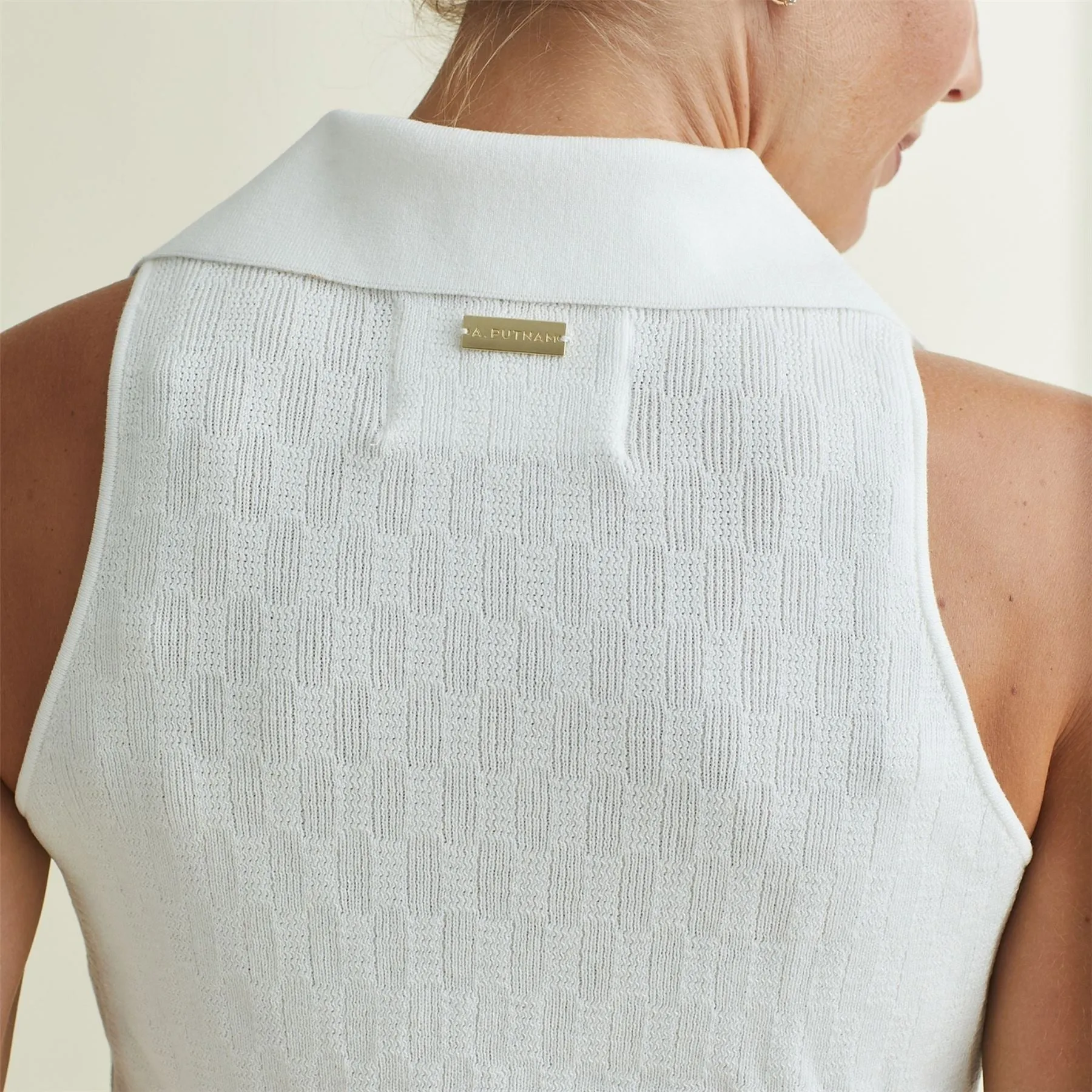 Womens Knit Tank Polo White - AW24