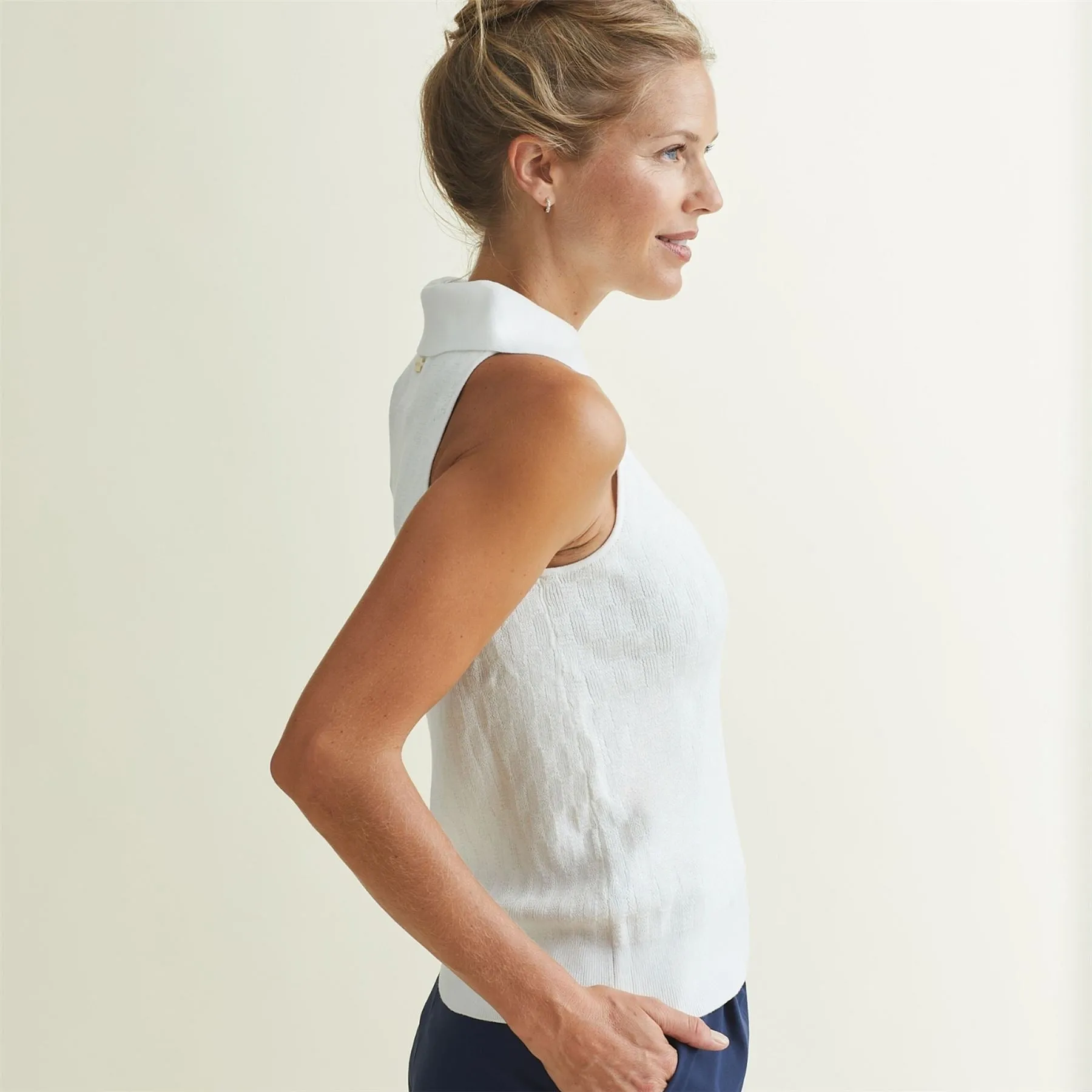 Womens Knit Tank Polo White - AW24