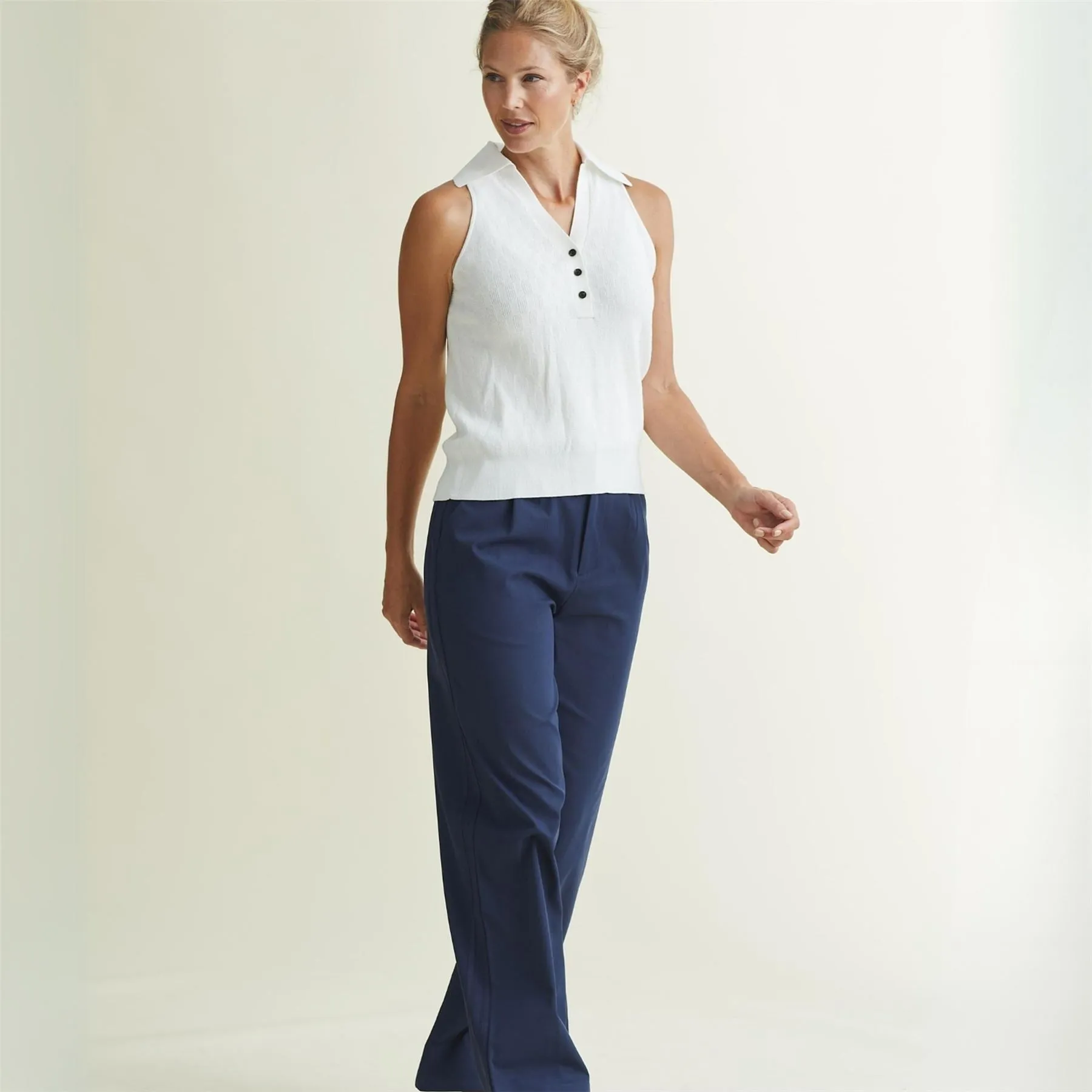 Womens Knit Tank Polo White - AW24