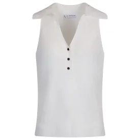 Womens Knit Tank Polo White - AW24