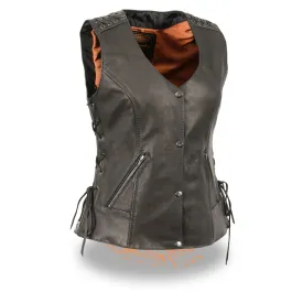 Women's Lightweight Lace to Lace Snap Front Vest - MLL4525