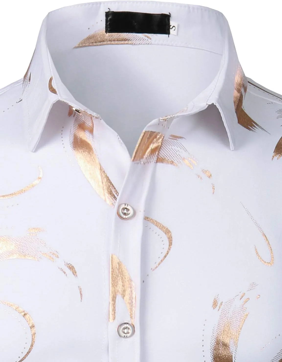 ZEROYAA Men's Hipster Shiny Design Slim Fit Long Sleeve Button Up Party Dress Shirts